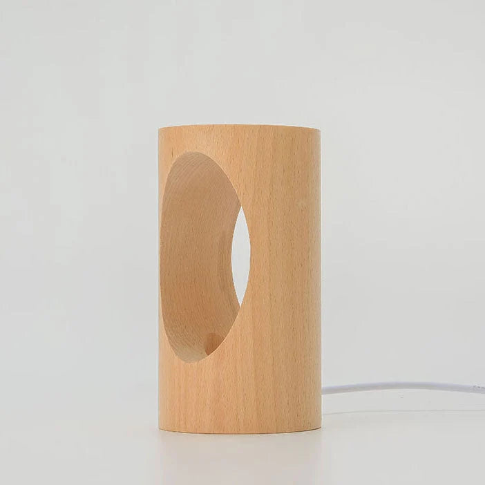 Bedside Table Lamp | Solid Wood & USB-Powered Integrated LED | 5.1 In Height