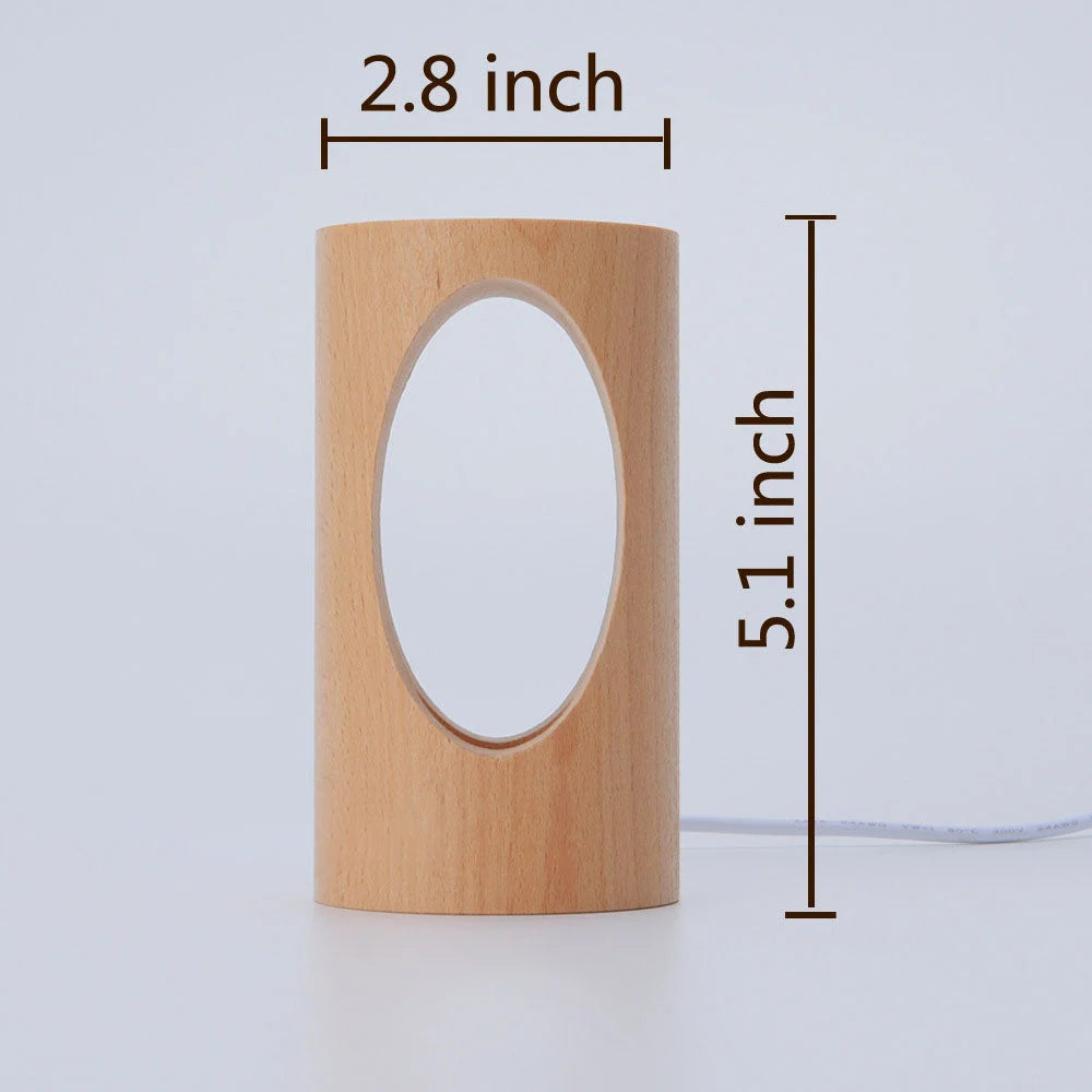 Bedside Table Lamp | Solid Wood & USB-Powered Integrated LED | 5.1 In Height