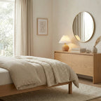 Bedside Table Lamp | Woven Rattan & Pleated Shade
