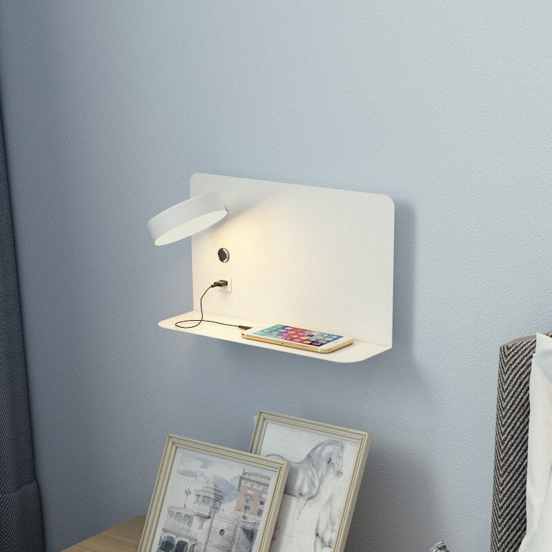 Bedside Wall Light | Integrated USB & Shelf | Three Colour Temperatures