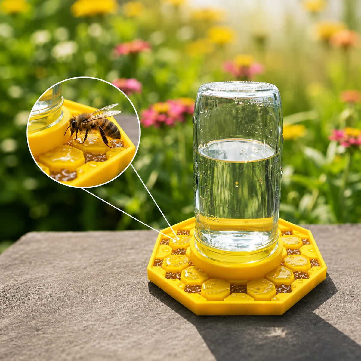 Bee Waterer | Ultra-Flat Channels & Landing Zones | Fits Standard Mason Jars