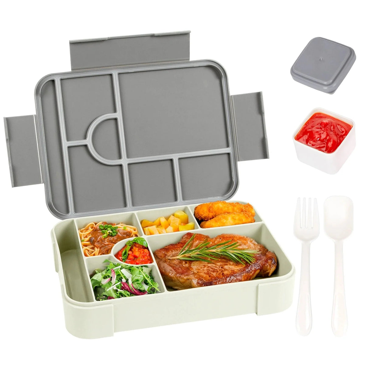 Bento Lunch Box | Leak-Proof & Microwave-Safe | 7 Compartments