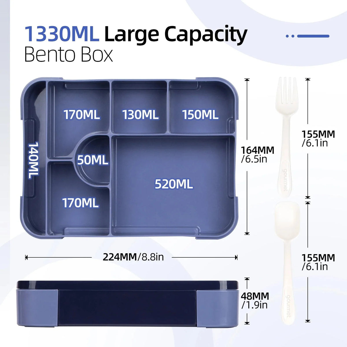 Bento Lunch Box | Leak-Proof & Microwave-Safe | 7 Compartments