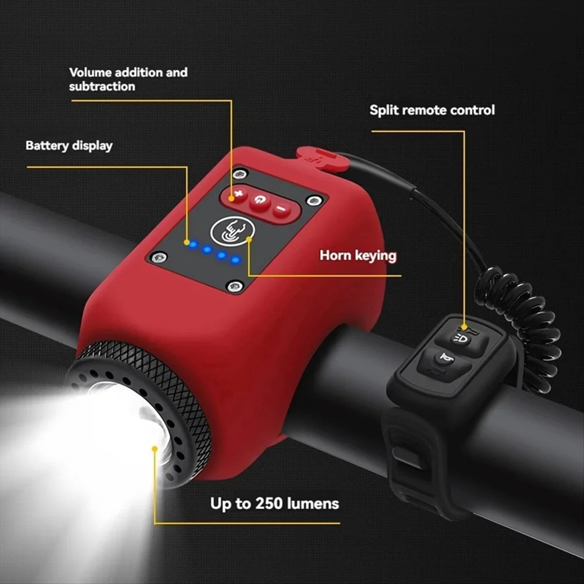 Bike Horn & Headlight | LED Light & 110 dB Sound | Rechargeable