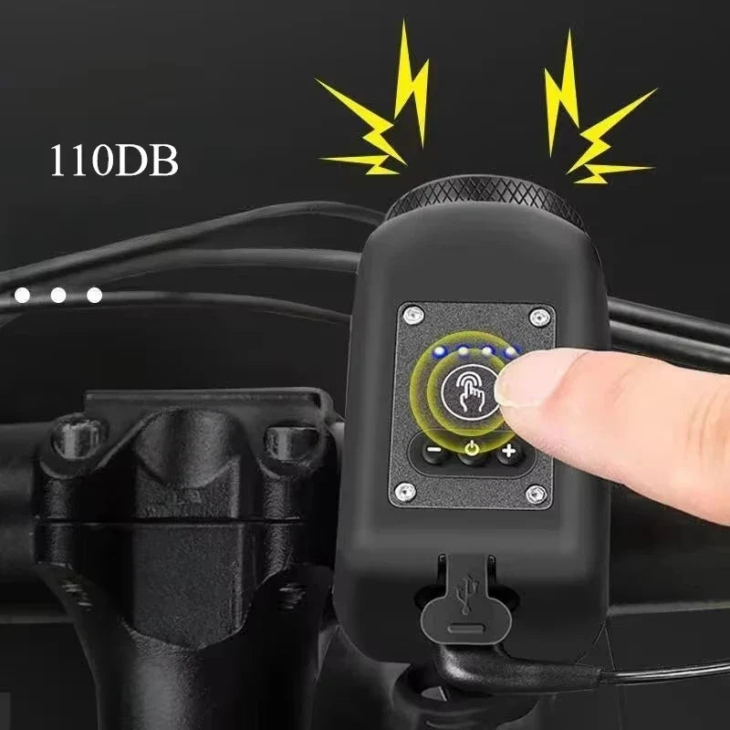 Bike Horn & Headlight | LED Light & 110 dB Sound | Rechargeable