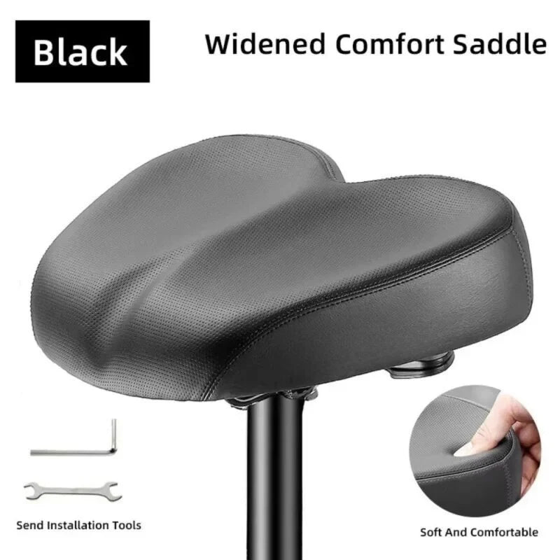 Bike Saddle | Extra-Wide Comfort & Shock-Absorbing Twin-Rail
