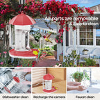 Bird Feeder | 1080P Wide-Angle Camera | Solar & USB Charging