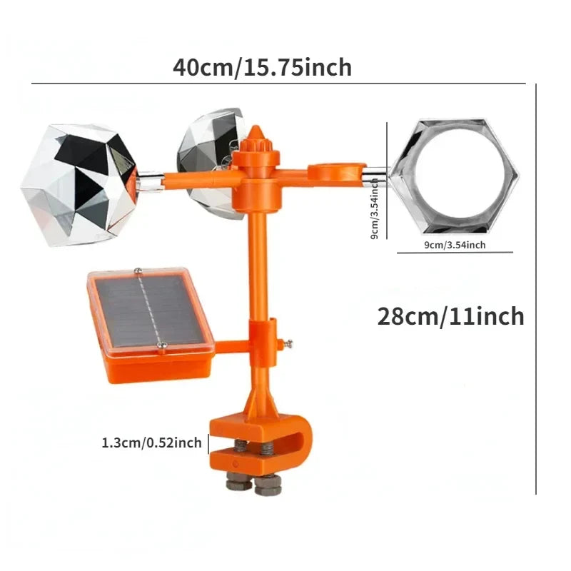 Bird Repeller | 360° Rotating Reflective & Solar-Powered