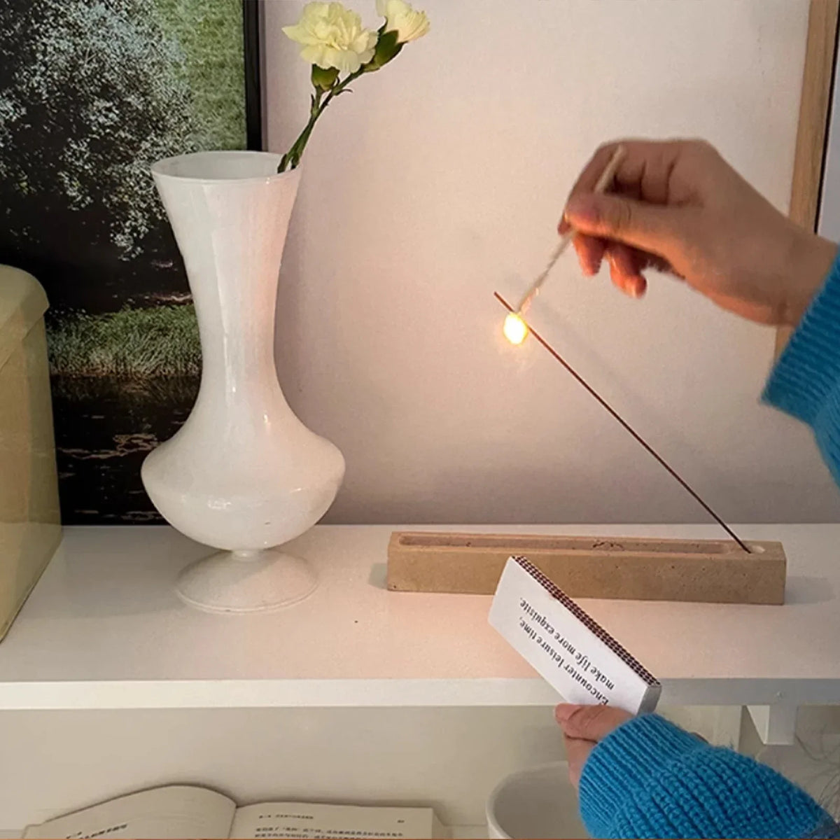 Blanca Travertine Incense Tray