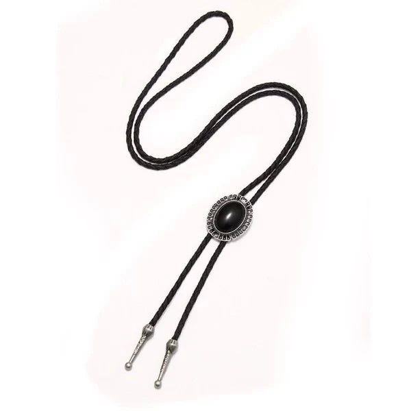 Bolo Tie | Silver-Tone Floral Slide & Adjustable Leather Cord
