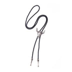 Bolo Tie | Silver-Tone Floral Slide & Adjustable Leather Cord