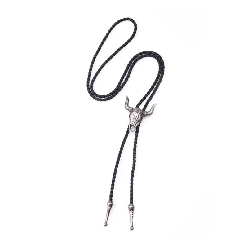 Bolo Tie | Silver-Tone Floral Slide & Adjustable Leather Cord