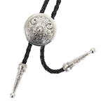 Bolo Tie | Silver-Tone Floral Slide & Adjustable Leather Cord