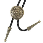 Bolo Tie | Silver-Tone Floral Slide & Adjustable Leather Cord