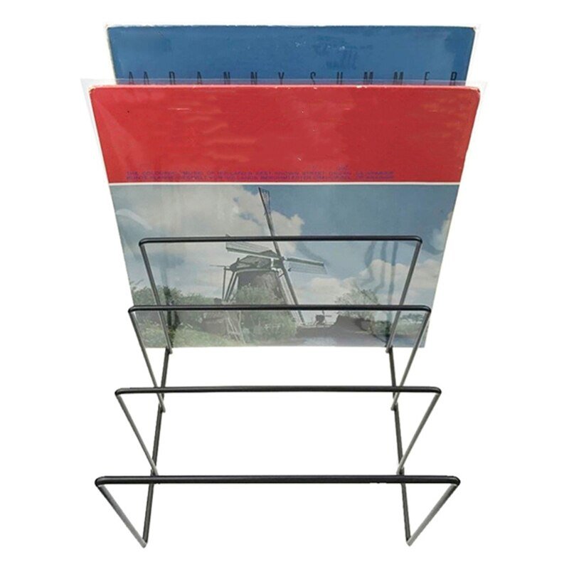 Book & Record Stand | Triangular Wrought Iron | Space-Saving
