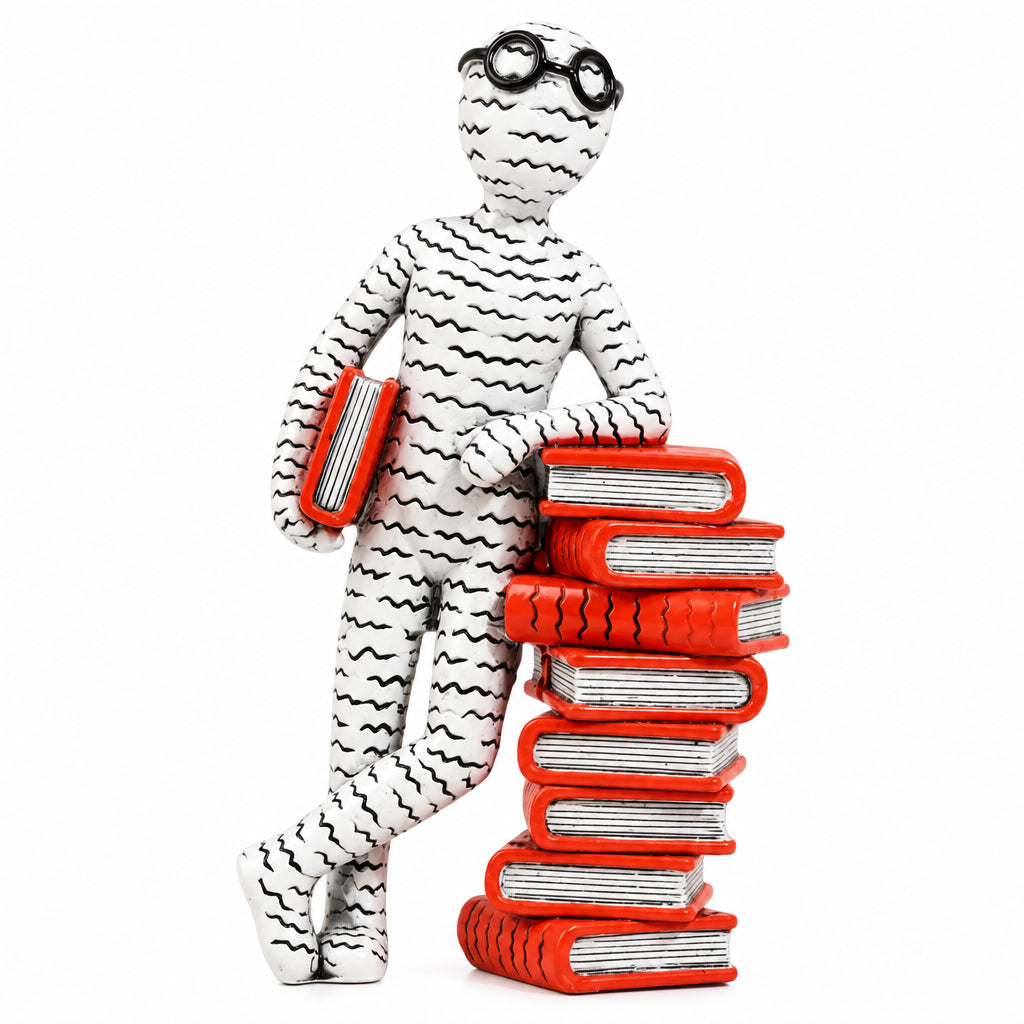 Bookend | Durable Resin & Abstract Glasses Pattern