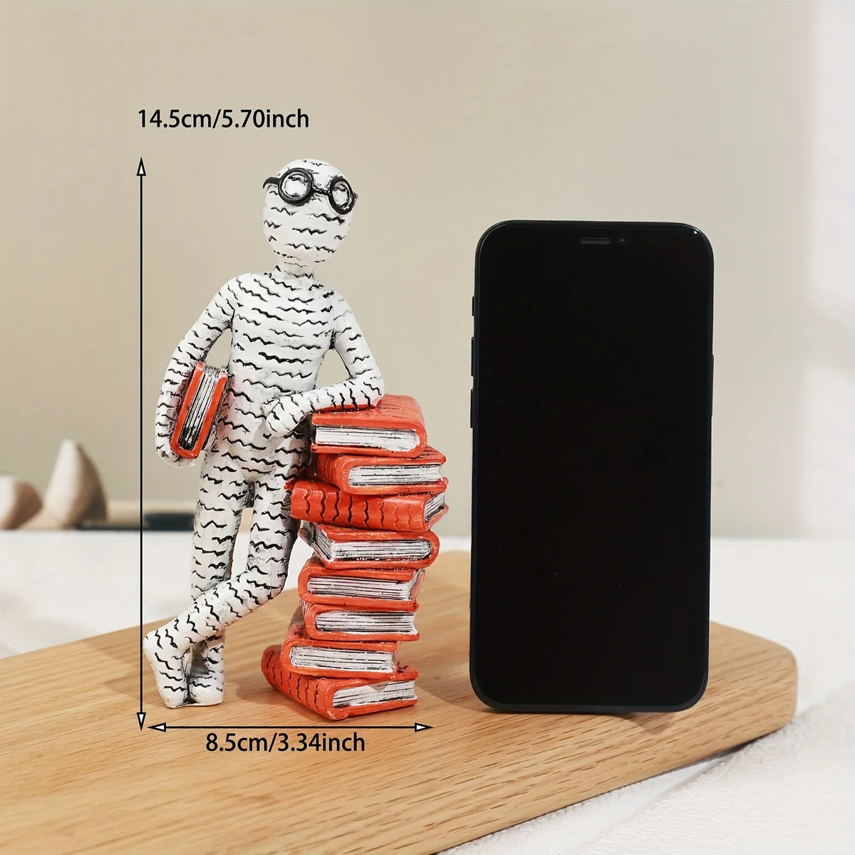 Bookend | Durable Resin & Abstract Glasses Pattern