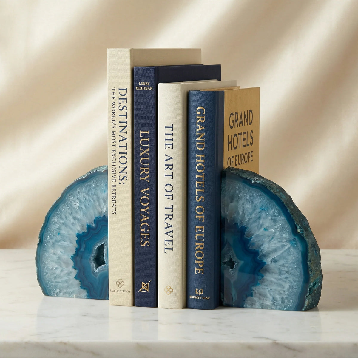 Bookend Set | Natural Blue Agate & Unique Patterns
