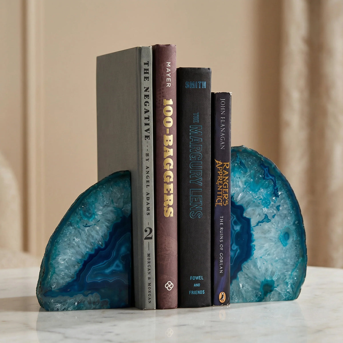 Bookend Set | Natural Blue Agate & Unique Patterns