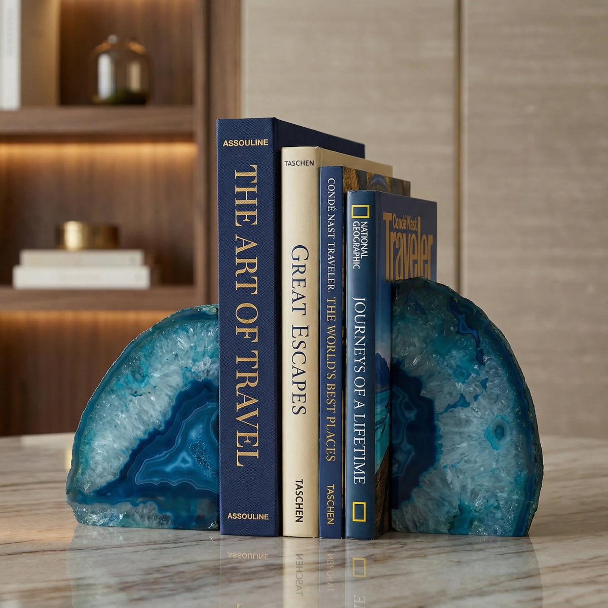 Bookend Set | Natural Blue Agate & Unique Patterns