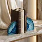 Bookend Set | Natural Blue Agate & Unique Patterns