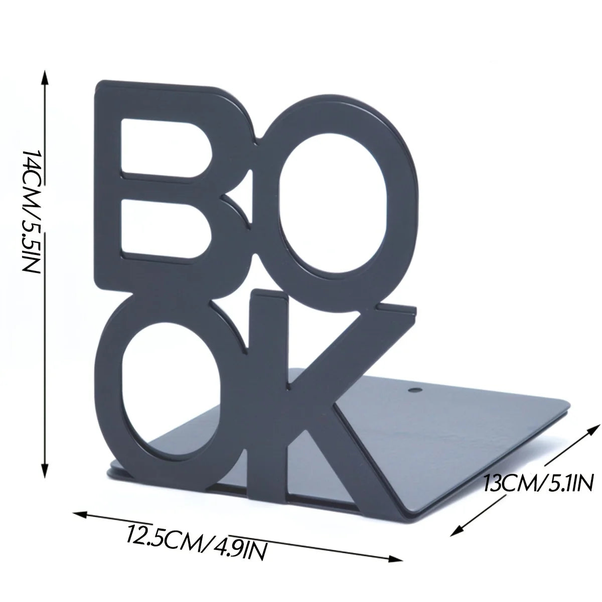 Bookends | Lacquered Iron & L-Shaped 'BOOK' Design | Set of 2
