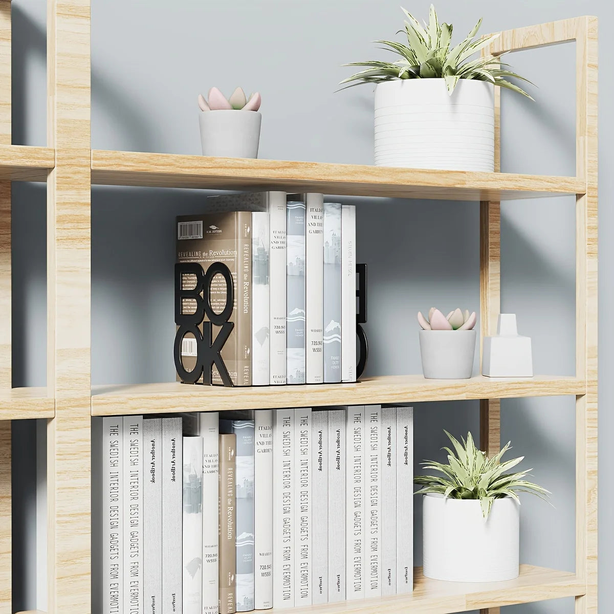 Bookends | Lacquered Iron & L-Shaped 'BOOK' Design | Set of 2
