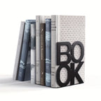 Bookends | Lacquered Iron & L-Shaped 'BOOK' Design | Set of 2