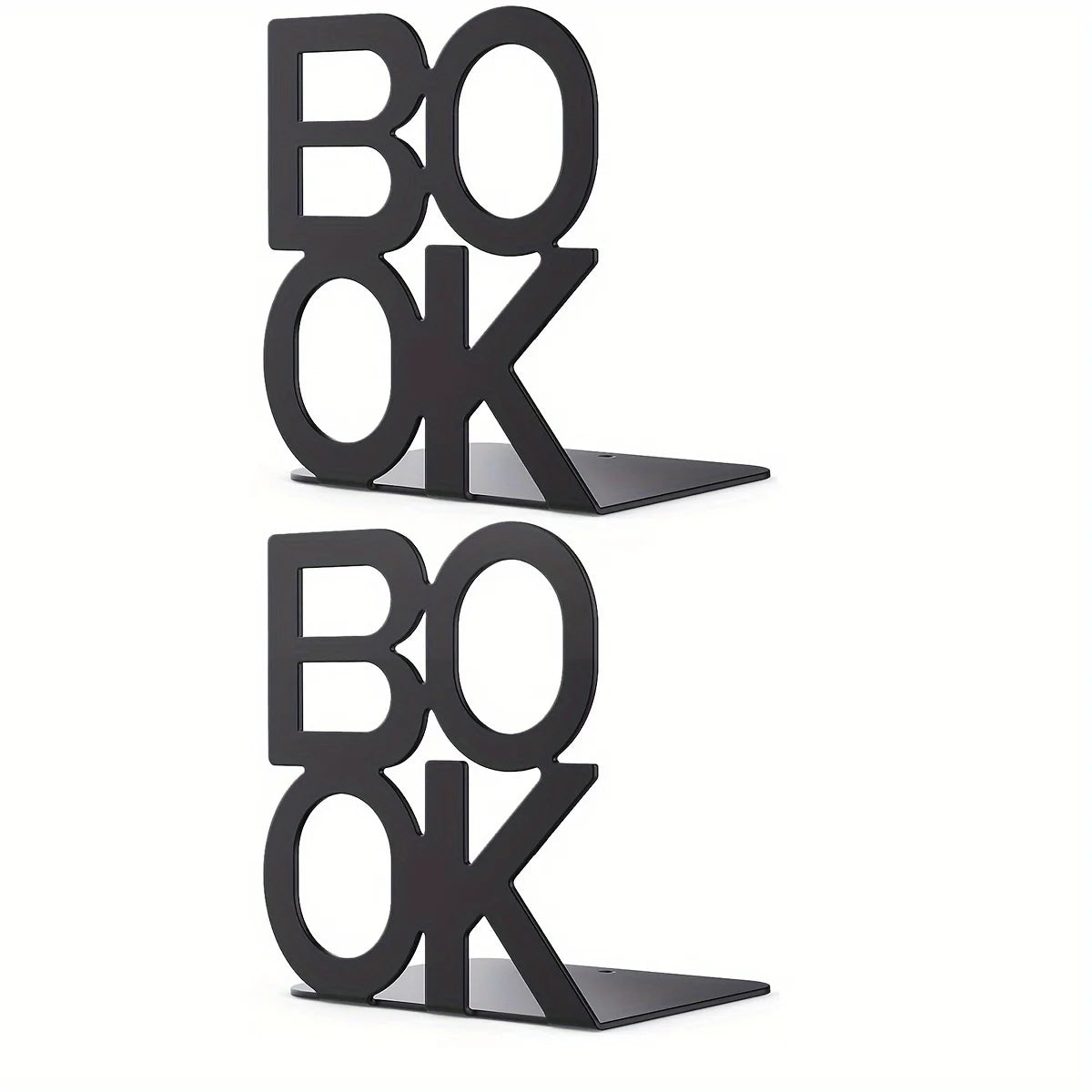 Bookends | Lacquered Iron & L-Shaped 'BOOK' Design | Set of 2