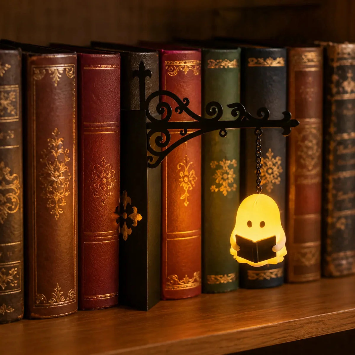 Bookshelf Lantern | Tool-Free Clip Mount & Warm Amber LED | Battery-Powered