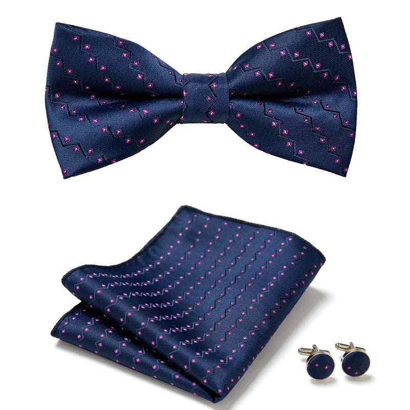 Bow Tie Set | Floral Print & Hand-Sewn Polyester | 3-Piece