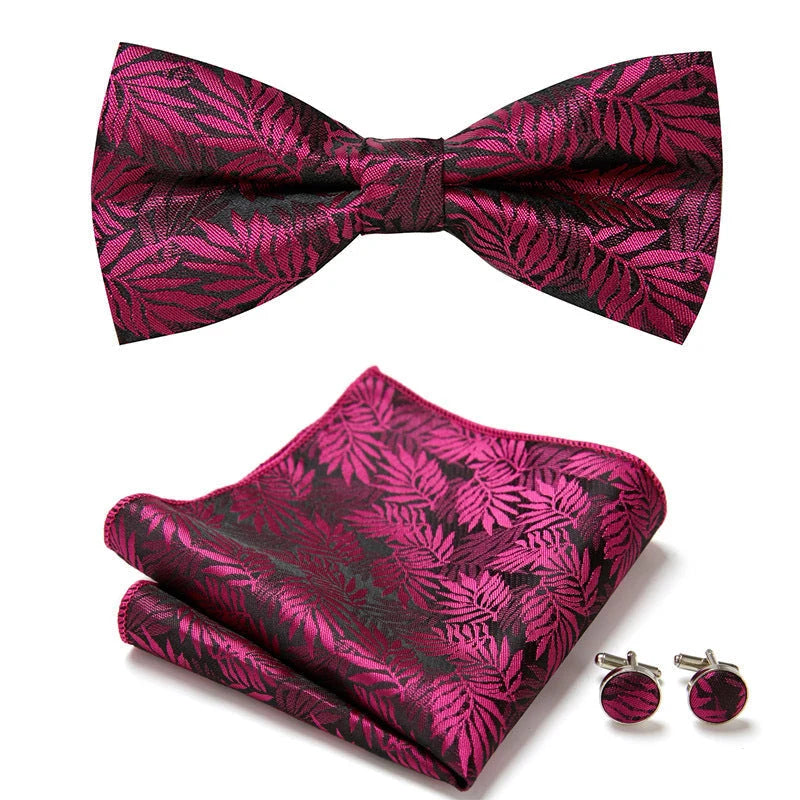 Bow Tie Set | Floral Print & Hand-Sewn Polyester | 3-Piece
