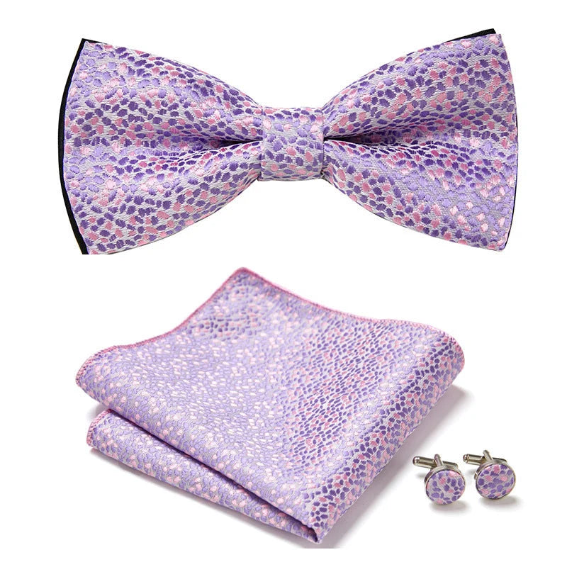 Bow Tie Set | Floral Print & Hand-Sewn Polyester | 3-Piece