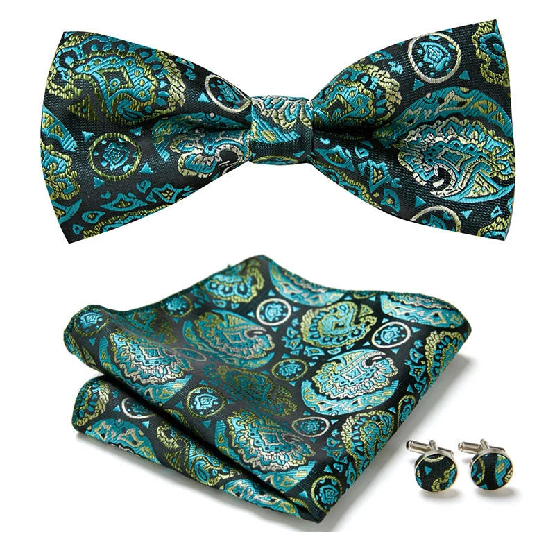 Bow Tie Set | Floral Print & Hand-Sewn Polyester | 3-Piece