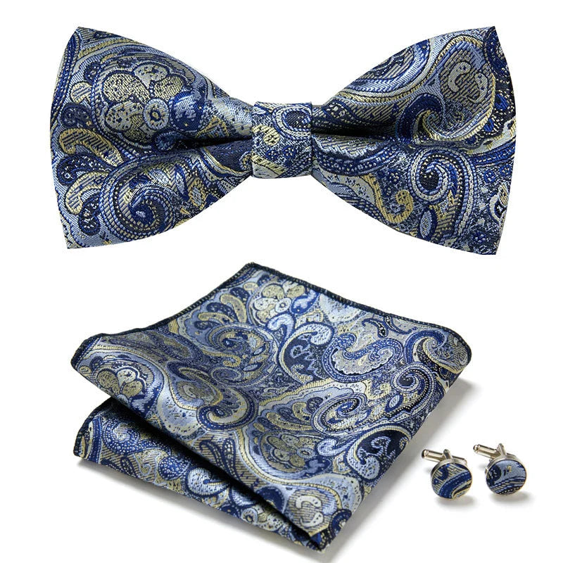 Bow Tie Set | Floral Print & Hand-Sewn Polyester | 3-Piece