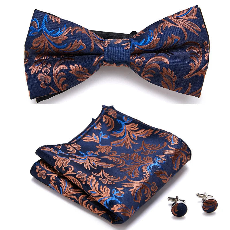 Bow Tie Set | Floral Print & Hand-Sewn Polyester | 3-Piece