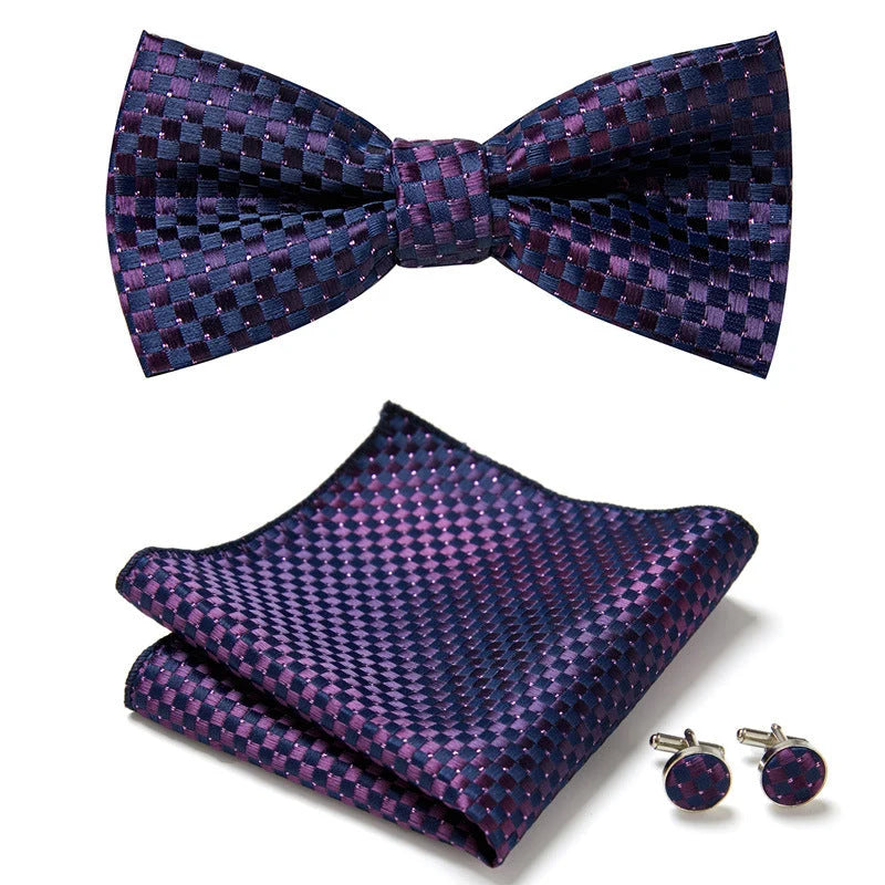 Bow Tie Set | Floral Print & Hand-Sewn Polyester | 3-Piece