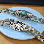 Bracelet | Dzi Bead & Natural Turquoise Engraved Mantra