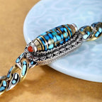 Bracelet | Dzi Bead & Natural Turquoise Engraved Mantra