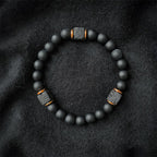Bracelet | Matte Black Onyx & Cube Lava Stone | Adjustable Fit