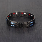 Bracelet | Titanium Magnetic With Blue Gem | Adjustable 21 cm