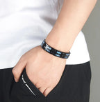 Bracelet | Titanium Magnetic With Blue Gem | Adjustable 21 cm