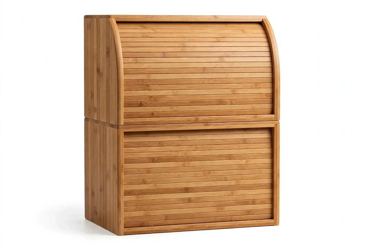 Bread Box | Bamboo Double-Layer Roll-Top Door