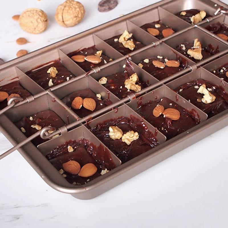 Brownie Baking Pan | Non-Stick Built-In Dividers | Makes 18 Portions