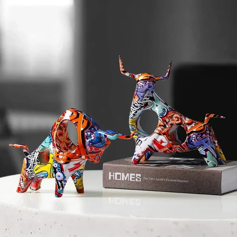 Bull Figurine | Graffiti-Inspired & Handcrafted | 29 x 18.5 cm
