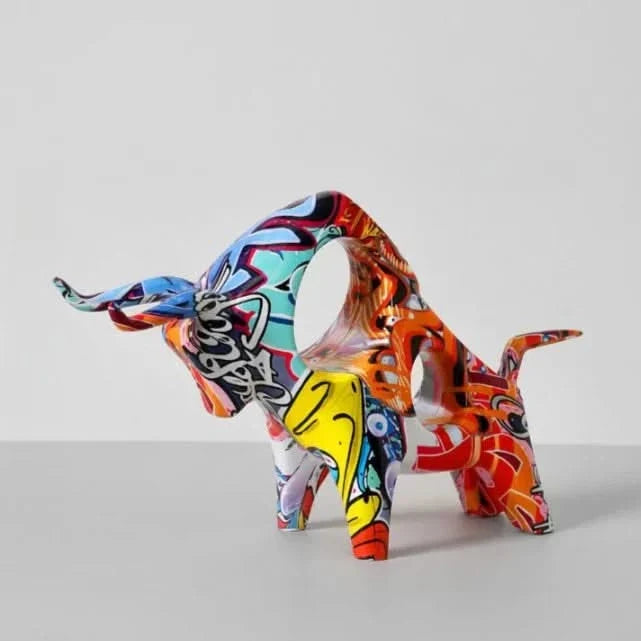 Bull Figurine | Graffiti-Inspired & Handcrafted | 29 x 18.5 cm