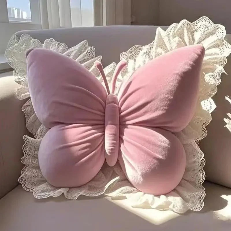 Butterfly Cushion | Plush Sculptural Design & Lace Trim | 40 cm