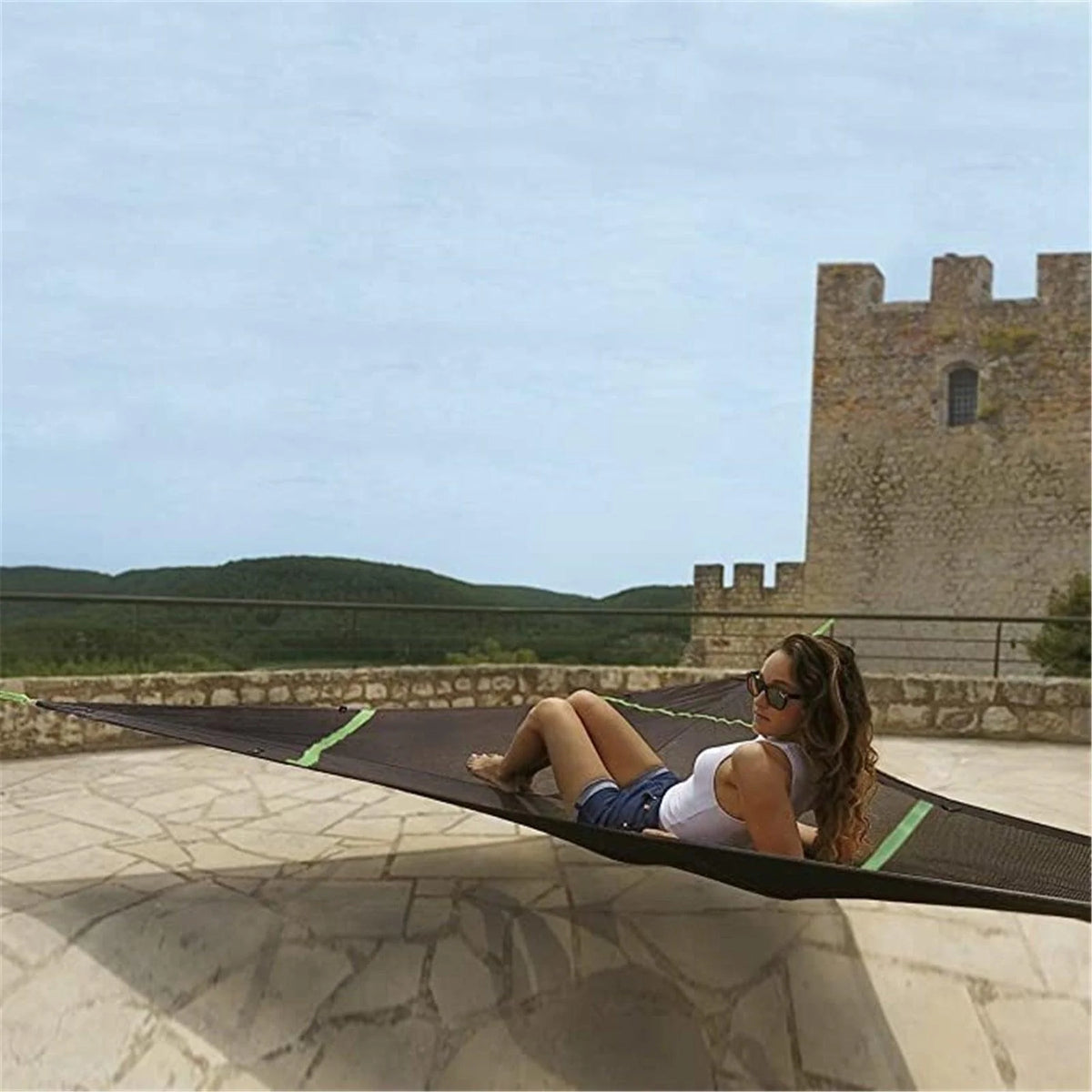 Camping Hammock | 3-Point Anchoring & Polyester Mesh | Multi-Person