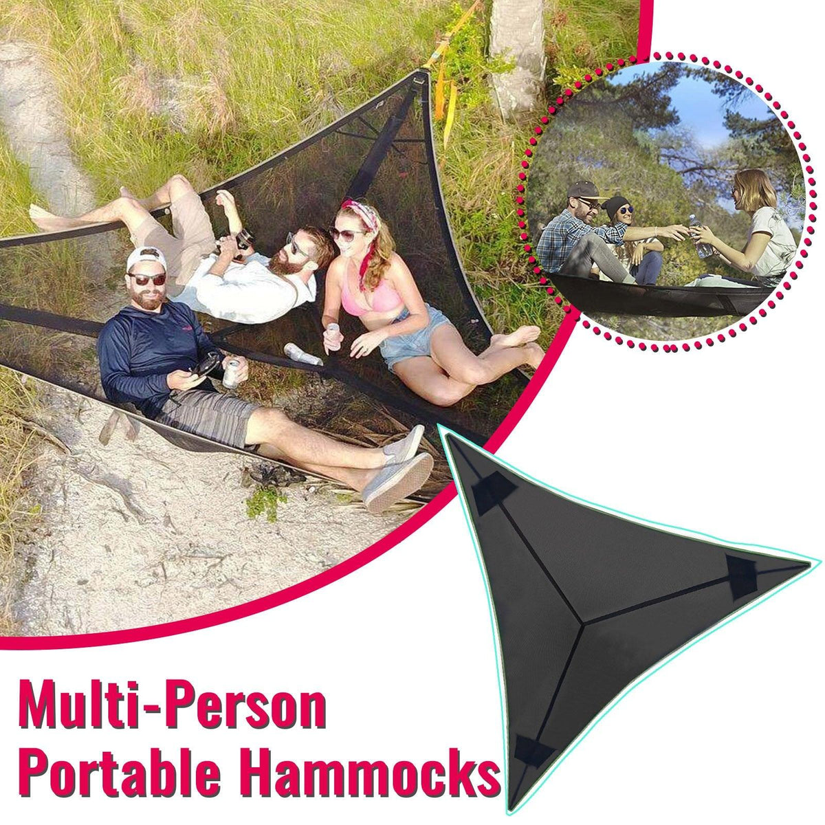 Camping Hammock | 3-Point Anchoring & Polyester Mesh | Multi-Person