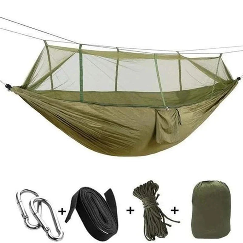 Camping Hammock | Integrated Mosquito Net & Parachute Nylon | Supports 200 kg